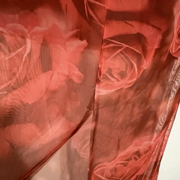Meshki Aphrodite Strapless Mesh Midi Dress Size L Red Rose Print Sheer Party NWT - Picture 8 of 15
